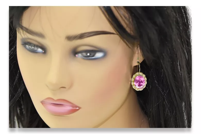 Ohrringe Amethyst 14 Karat Gelbgold Vintage vec007y